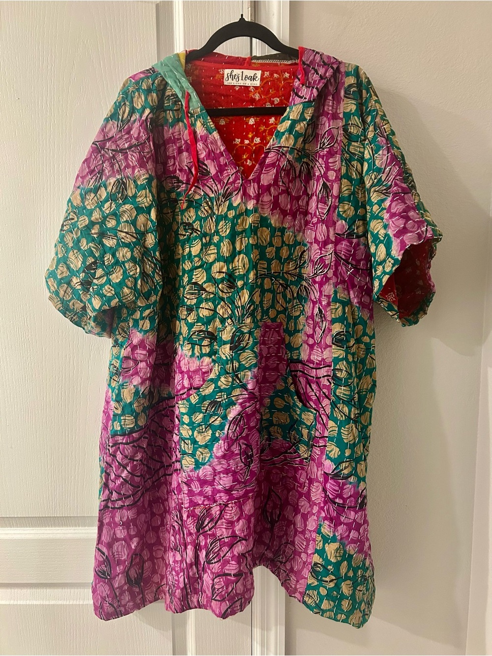 Kantha Boho Hoodie Dress-One Size